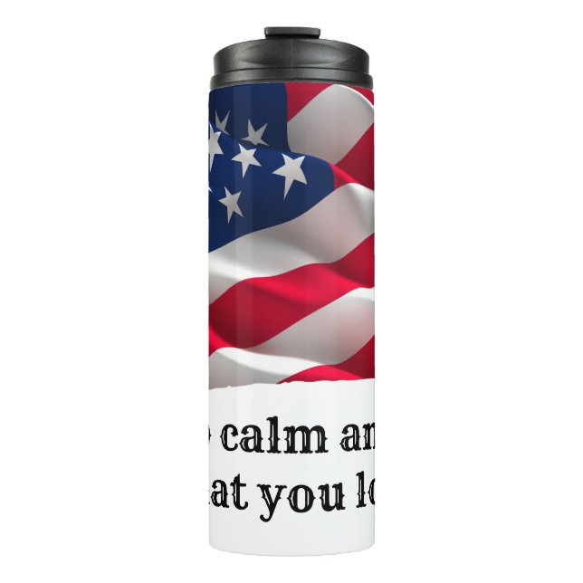 Garrafa Térmica keep calm quote and vibrant american flag (Frente)