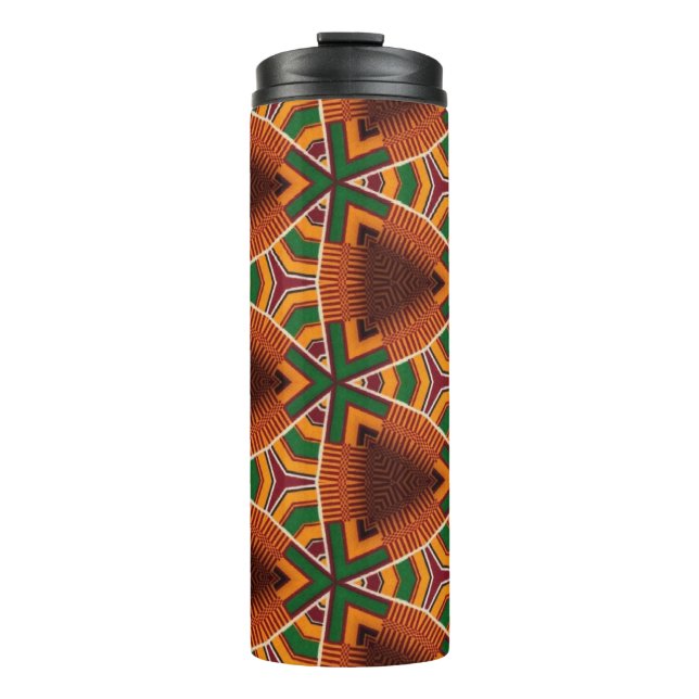 Garrafa Térmica Kente Geometrics Kwanza Afrocêntrico (Frente)