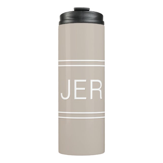 Garrafa Térmica Khaki Tan Monogramas personalizados Bebidas (Frente)