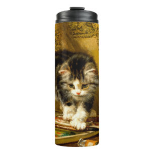 Garrafa Térmica Kitten com pintura e escovas