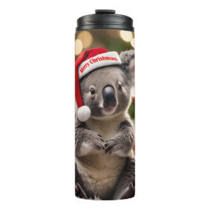 Garrafa Térmica Koala Bear Vestindo Santa Hat,