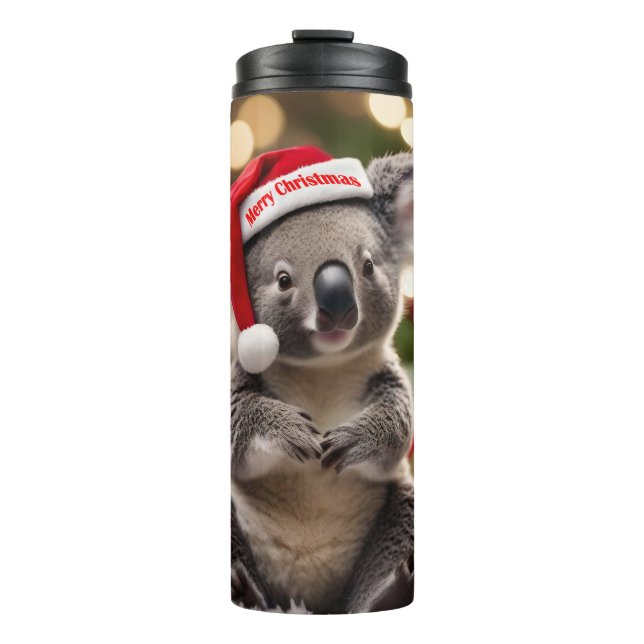 Garrafa Térmica Koala Bear Vestindo Santa Hat, (Frente)