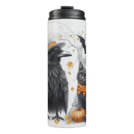 Garrafa Térmica Krähe und Katze „Happy Halloween!“ Crow