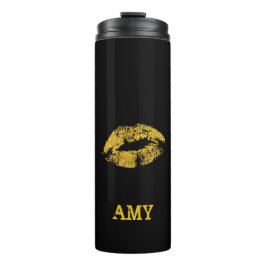 Garrafa Térmica Lábios de brilho Dourados na moda