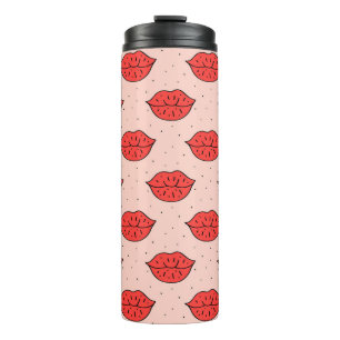 Garrafa Térmica Lábios de desenho: padrão de rabiscos feminista.
