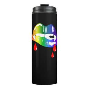 Garrafa Térmica Lábios do Rainbow Vampire mordendo - Camisa do Org