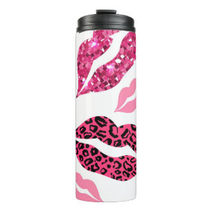 Garrafa Térmica Lábios reluzentes: Padrão de Moda Leopardo