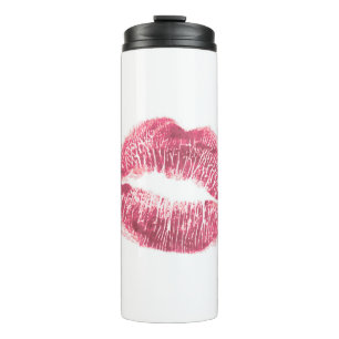 Garrafa Térmica Lábios rosa realistas, beijo isolado