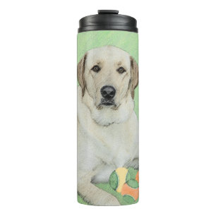 Garrafa Térmica Labrador Amarelo - Impressão de Retriever e Tênis