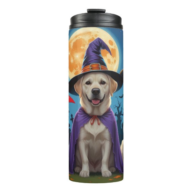 Garrafa Térmica Labrador Dogs Pumpkin Halloween Engraçado (Frente)