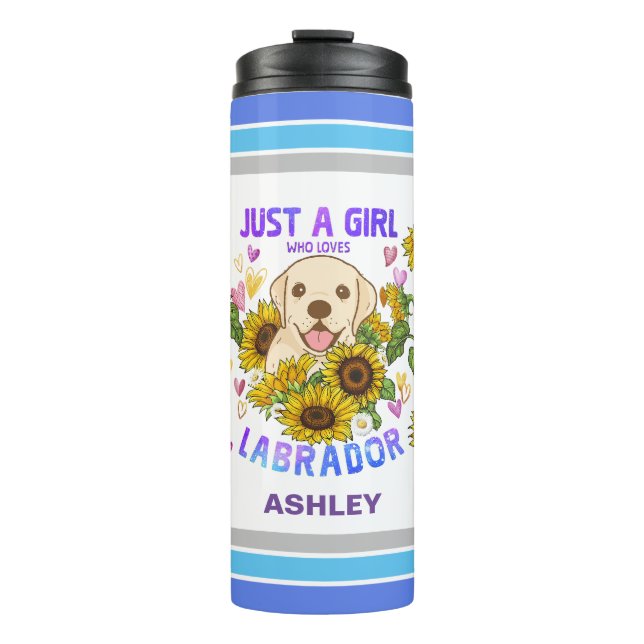Garrafa Térmica Labrador Retriever Lover Sunflower Trainer Floral (Frente)