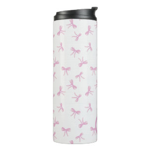 Garrafa Térmica Laço de água-forte rosa Coquette franzido monogram