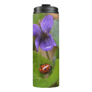 Garrafa Térmica Ladybug em Flores de Violeta Doce