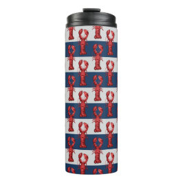 Garrafa Térmica Lagostas náuticas em Marinho azul e Cinzas