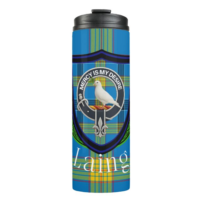 Garrafa Térmica Laing Scottish Clan Tartan & Crest (Frente)