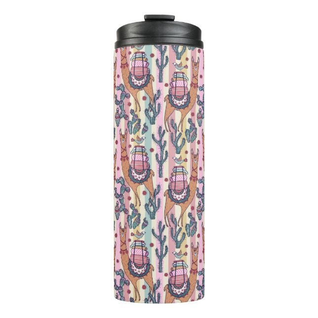 Garrafa Térmica Lamas no teste padrão das listras (Frente)