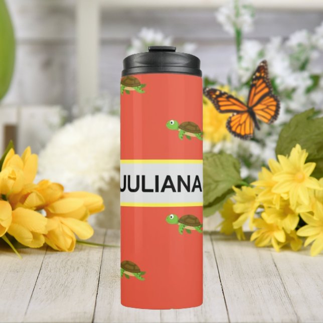 Garrafa Térmica Laranja Branco Moderno Tumbler (Criador carregado)