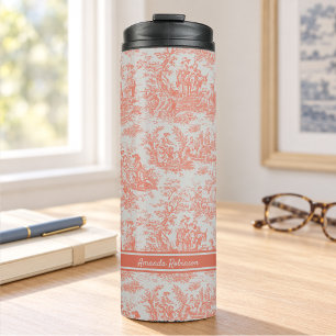 Garrafa Térmica Laranja vintage toile de jouy impresso