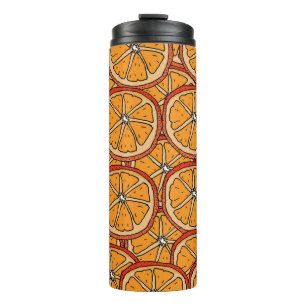 Garrafa Térmica Laranjas Desenhadas À Mão: Sem Costura
