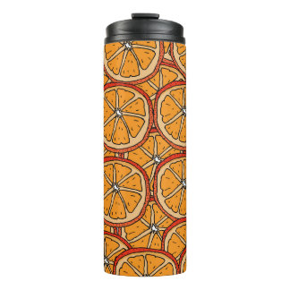 Garrafa Térmica Laranjas Desenhadas À Mão: Sem Costura