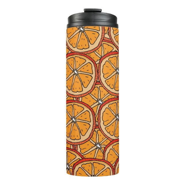 Garrafa Térmica Laranjas Desenhadas À Mão: Sem Costura (Frente)