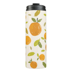 Garrafa Térmica Laranjas pintadas à mão design de fruta de padr
