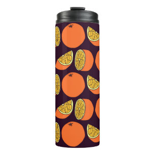 Garrafa Térmica Laranjas sem soldadura, textura de safra.