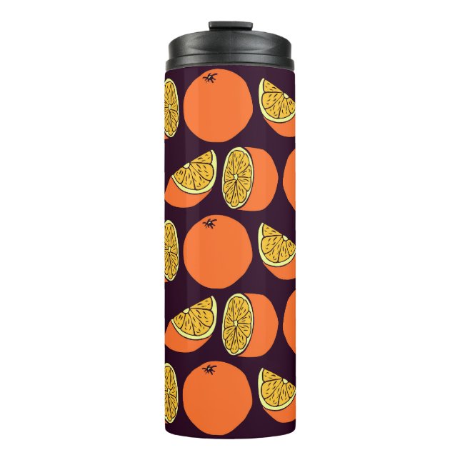 Garrafa Térmica Laranjas sem soldadura, textura de safra. (Frente)