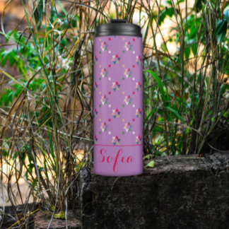 Garrafa Térmica lavanda do nome do padrão do triângulo abstrato