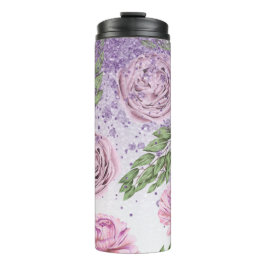 Garrafa Térmica *~* Lavanda Floral Blush PEONY Glitter Roxo