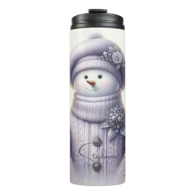Garrafa Térmica Lavanda Floral Winter Snowman (Frente)
