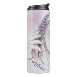 Garrafa Térmica Lavanda Roxo Personalizado Mulher Beleza Elegante