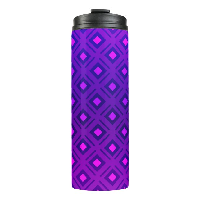 Garrafa Térmica Layout roxo claro com linhas, retângulo. Brilho (Frente)