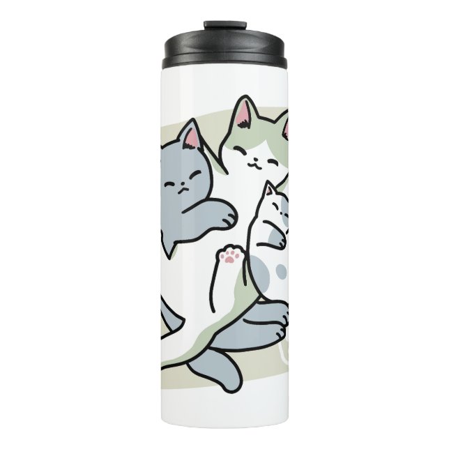 Garrafa Térmica Lazer - Design de Gatos Preguiçosos (Frente)