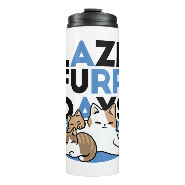 Garrafa Térmica Lazer - Design de Gatos Preguiçosos (Frente)