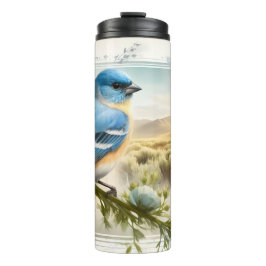 Garrafa Térmica Lazuli Bunting Songbird Watercolor Desert Tumbler