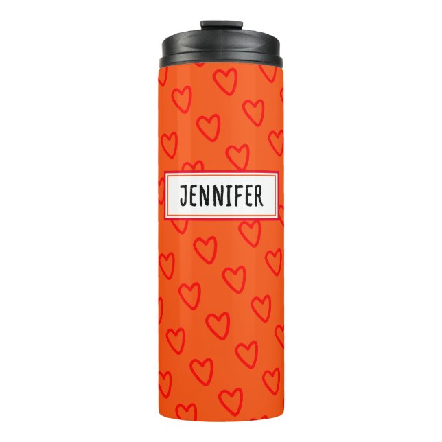 Garrafa Térmica Legal Coração Vermelho Laranja Padrão De Volta Ao  (Frente)