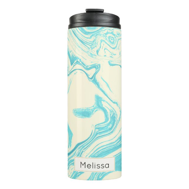 Garrafa Térmica Legal Design de mármore em turquesa e costume de c (Frente)