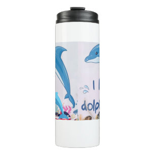 Garrafa Térmica Legal e colorido l Love Dolphins cita nome