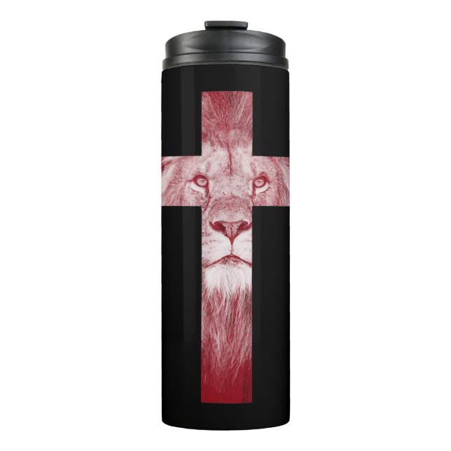 Garrafa Térmica Legal Leão de Judah Cross Jesus Presente para Cris (Frente)