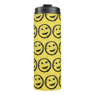 Garrafa Térmica Legal Sleep Happy Smiling padrão facial amarelo