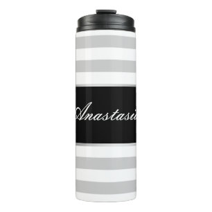 Garrafa Térmica Legal, surpreendente, Silver Stripes com seu nome