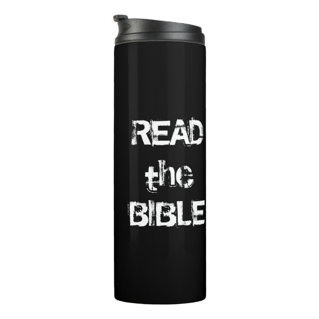 Garrafa Térmica Leia a Bíblia preto e branco (Rotação à direita)