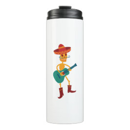 Garrafa Térmica Leitor de Violão de Esqueleto Festivo