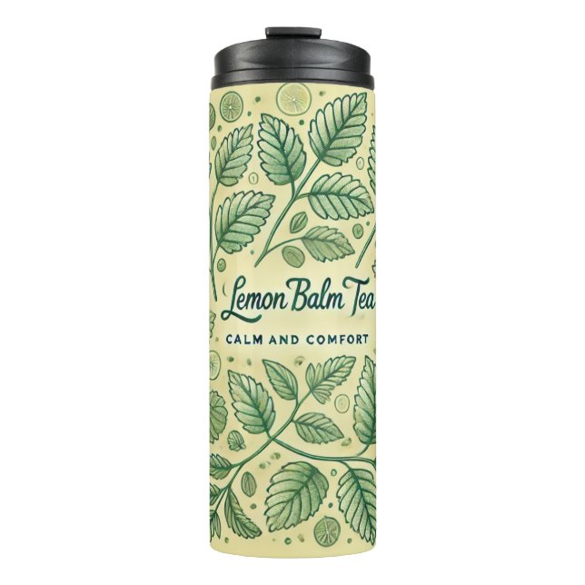 Garrafa Térmica Lemon Balm Tea Design AI art (Frente)