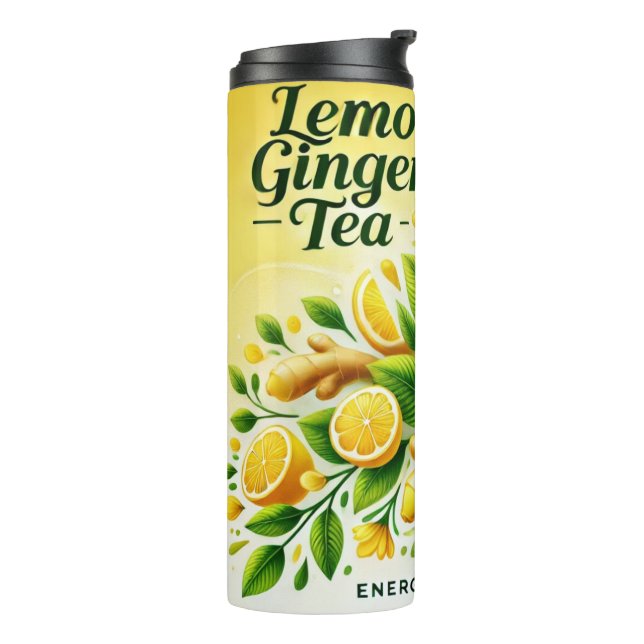 Garrafa Térmica Lemon Ginger Tea Design AI art (Giro à esquerda)