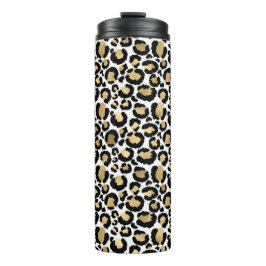 Garrafa Térmica Leopardo branco e Dourado