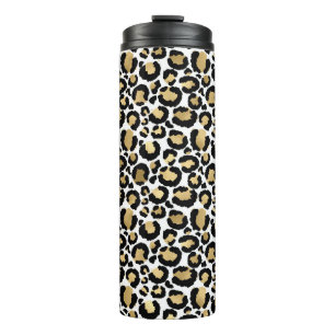 Garrafa Térmica Leopardo branco e Dourado