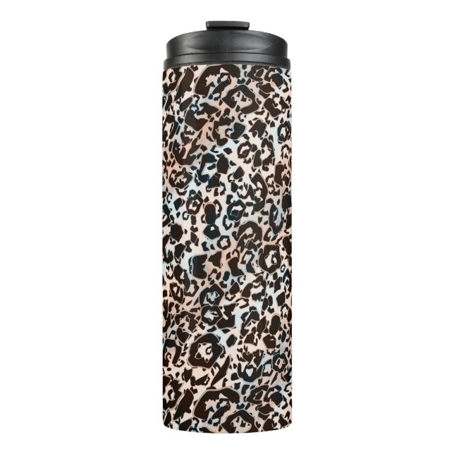 Garrafa Térmica leopardo, elegante, manchado, marrom, bege, pele, (Frente)