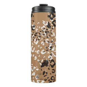 Garrafa Térmica Leopardo moderno: padrão natural selvagem.